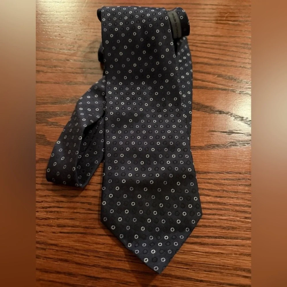 John Varvatos 100% Silk Polka Dot Black Tie